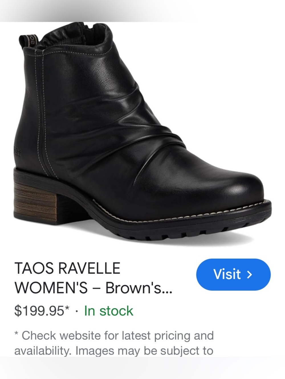 TAOS Ravelle Mid Boot Black Leather Slouchy Womens Size 8-8.5 - Picture 7 of 9